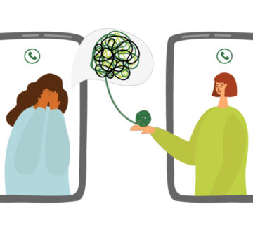 صحبت از طریق تلفن با مشاور و کلاف بیرون امده از گوشی