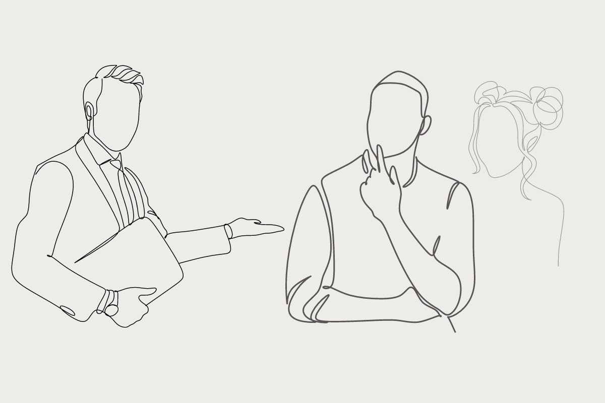 صحبت آدمک های خط خطی با هم و زن محو