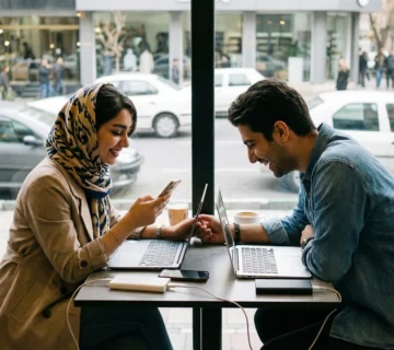 دوست دختر و دوست پسر ایرانی در کافه